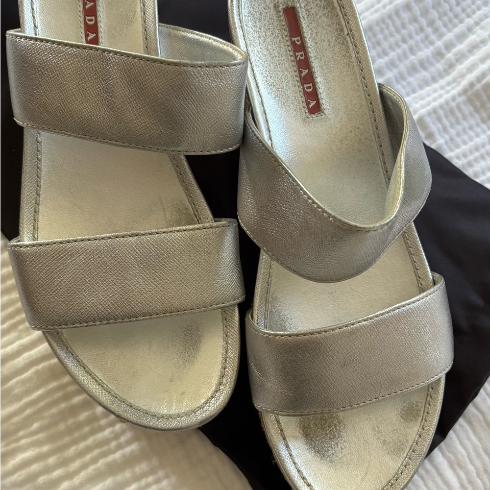 Prada Silver Sandals Modern Minimalist Design